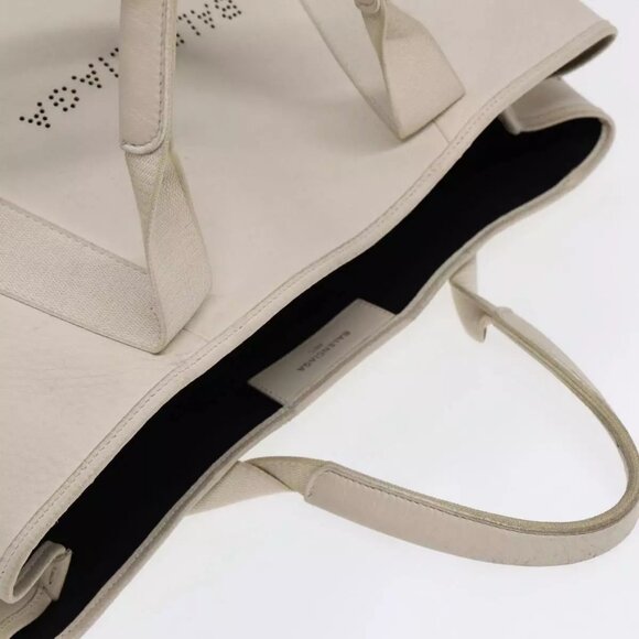 BALENCIAGA Navy Cabas Hand Bag Leather White Silver - Picture 10 of 16